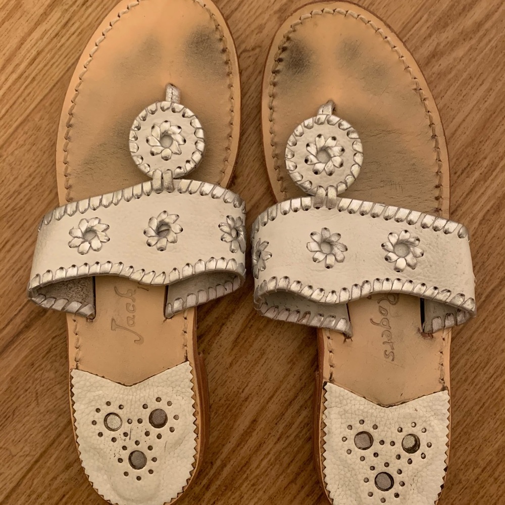 White and Silver JACK ROGER Sandals